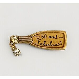 Vintage Maximal Art 50 and Fabulous Champagne Bottle Rhinestone Dangle Brooch